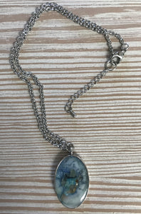 Sea Waves Oval Pendant Necklace