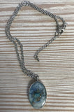 Sea Waves Oval Pendant Necklace